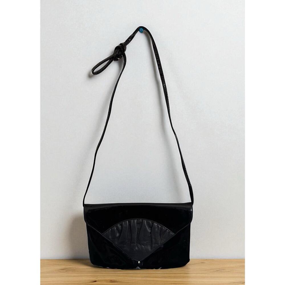Mardane Black Patent Leather USA Shoulder Bag Clutch Purse Y2k Vinage